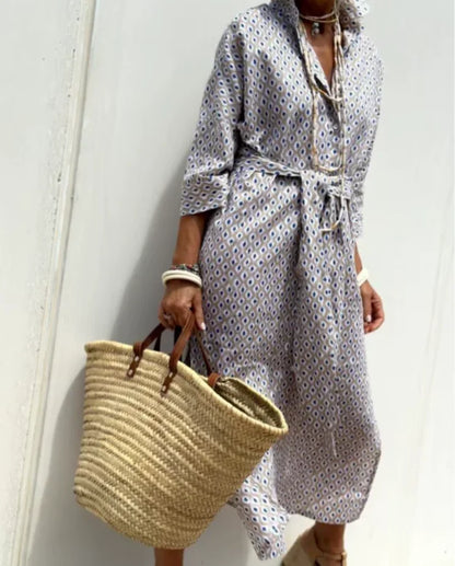 Koszulowa sukienka midi z rozcięciami