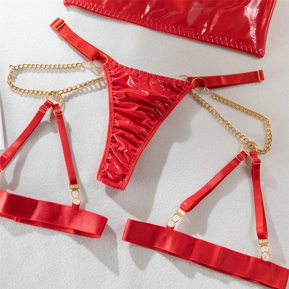 Lateksowy komplet bielizny