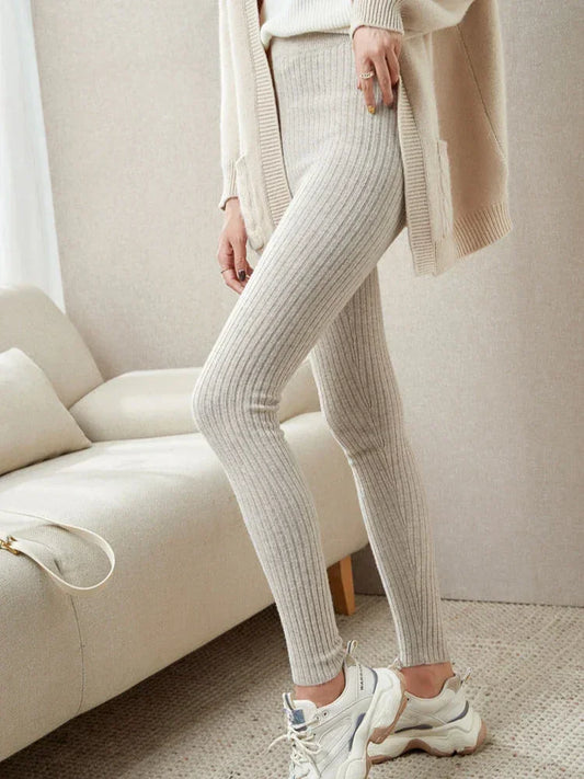 Legginsy damskie prążkowane
