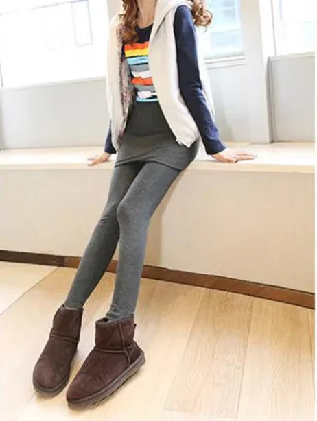 Legginsy domowe damskie ze spódnicą