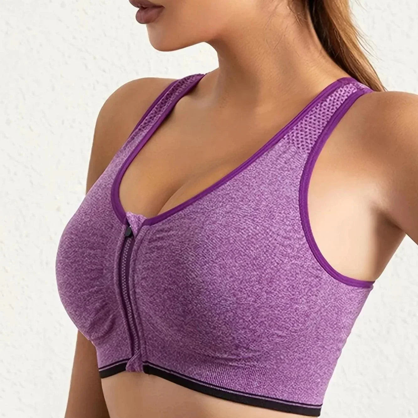 Oddychający biustonosz sportowy z zamkiem