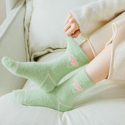 Pastelowe puchate skarpety