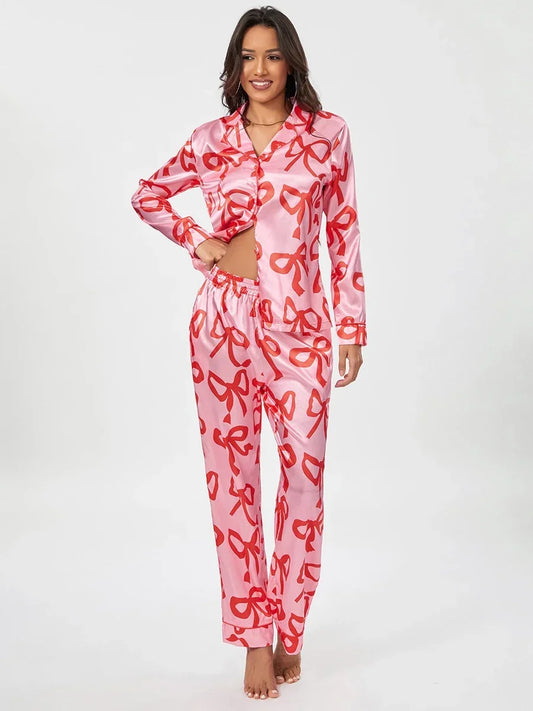 Piżama damska w nadruk kokardy