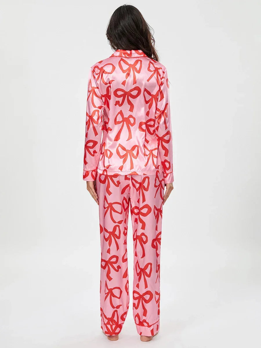 Piżama damska w nadruk kokardy