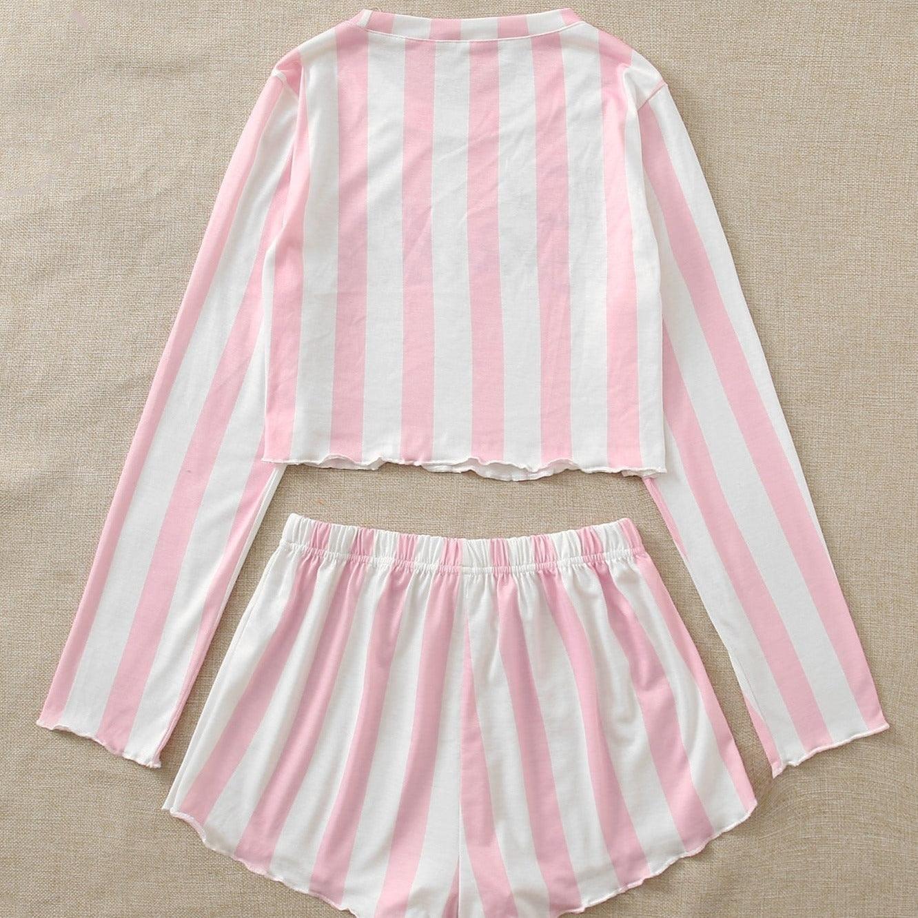 Piżama w paski z nadrukiem