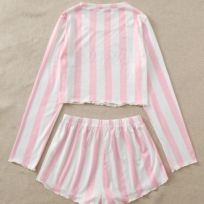 Piżama w paski z nadrukiem