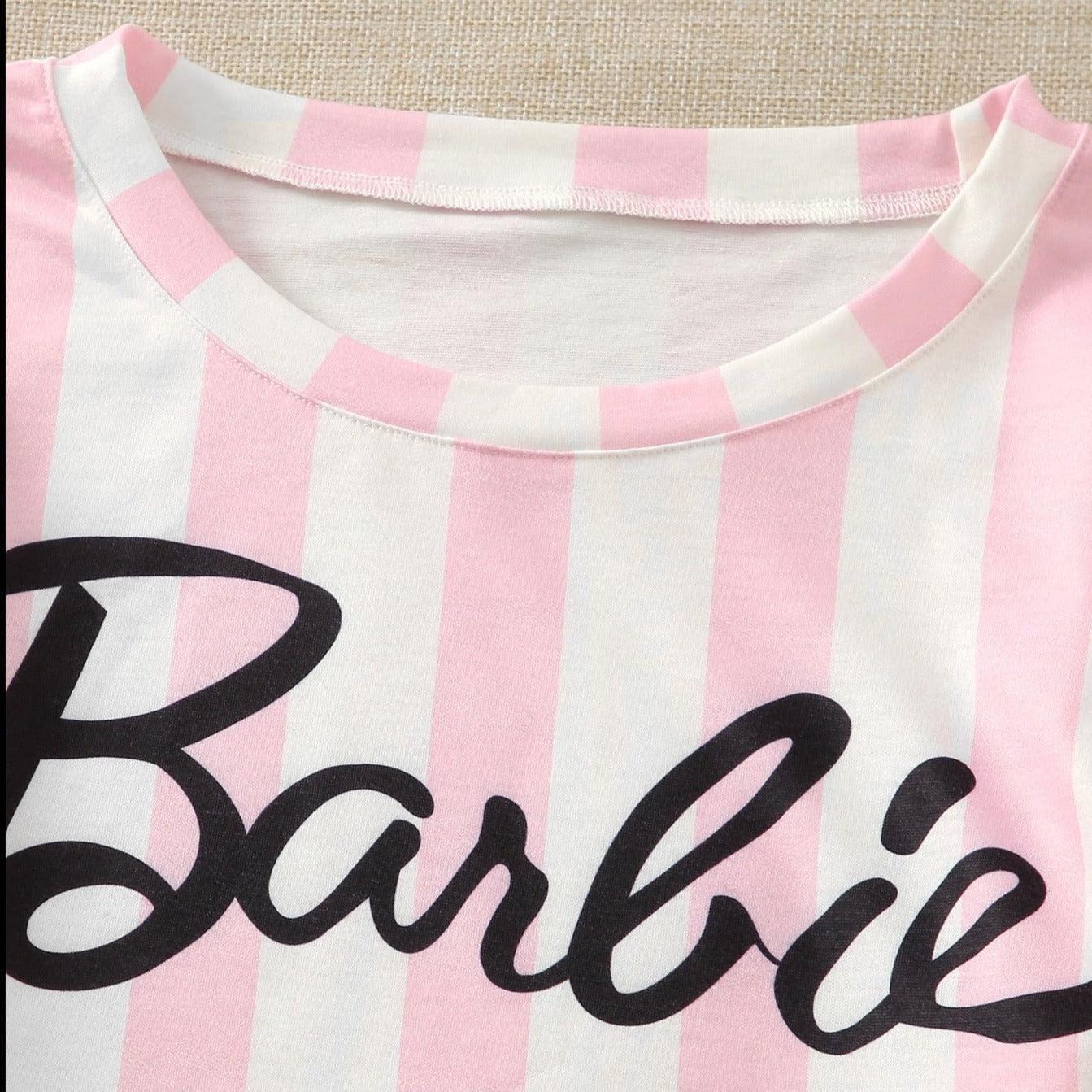 Piżama w paski z nadrukiem