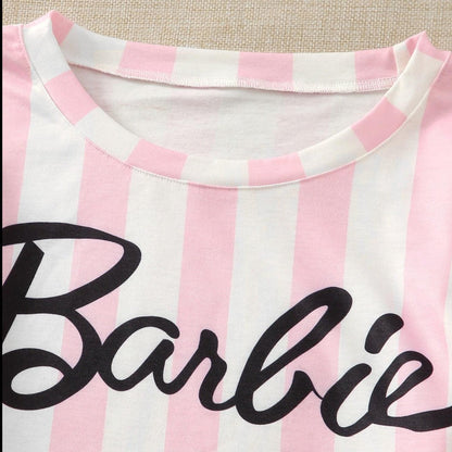 Piżama w paski z nadrukiem