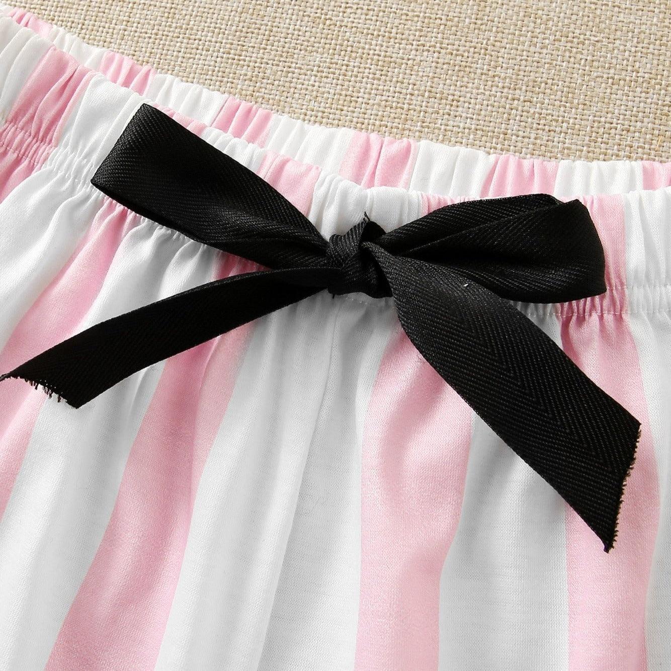 Piżama w paski z nadrukiem