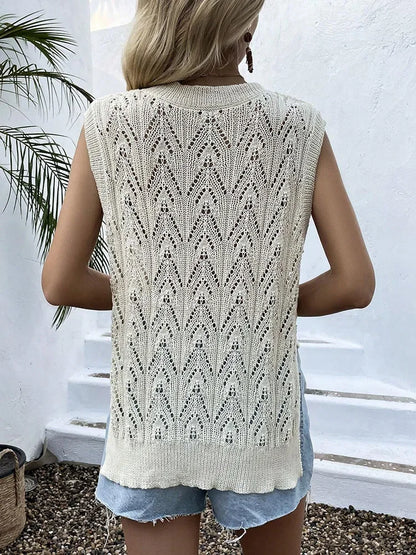 Pleciony top damski z dekoltem w serek