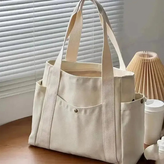 Płócienna torba shopper z kieszeniami