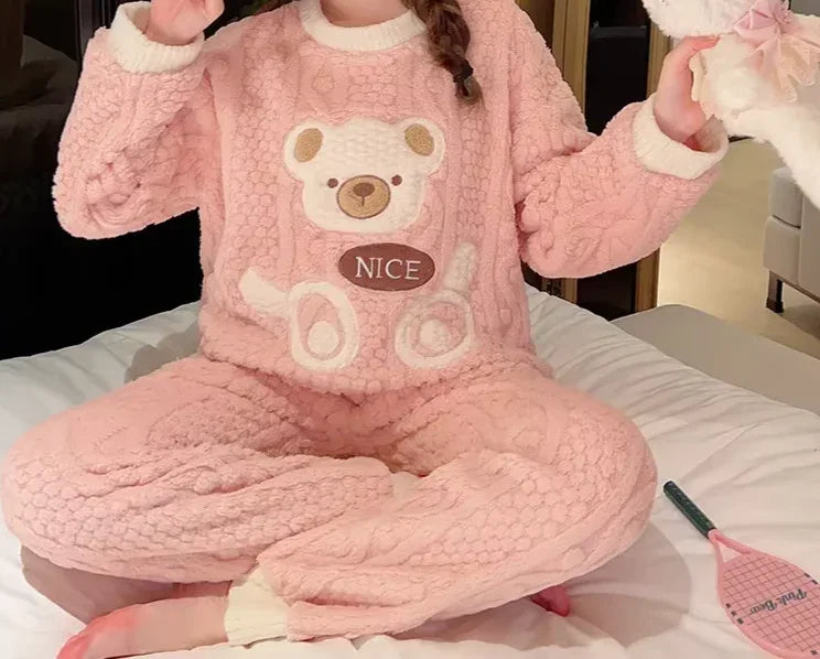 Pluszowy komplet domowy damski