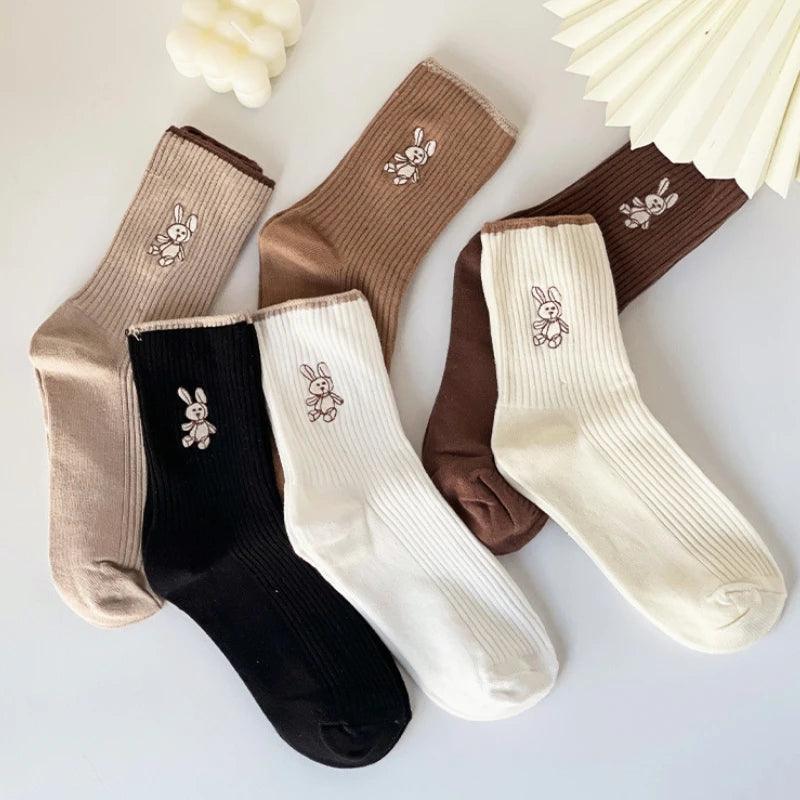 Prążkowane skarpety z króliczkiem