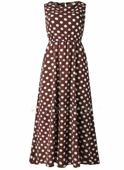 Prosta sukienka bez rękawów w grochy