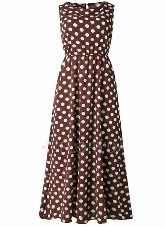 Prosta sukienka bez rękawów w grochy