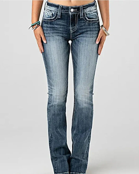 Przetarte damskie jeansy z niskim stanem