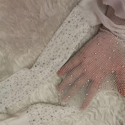 Rajstopy kabaretki z kryształkami