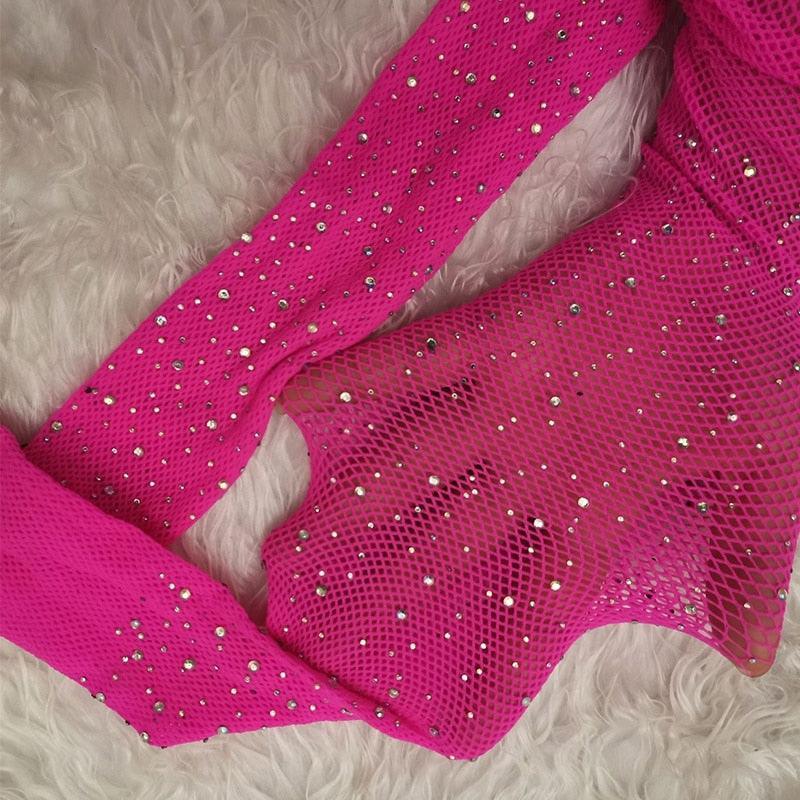 Rajstopy kabaretki z kryształkami