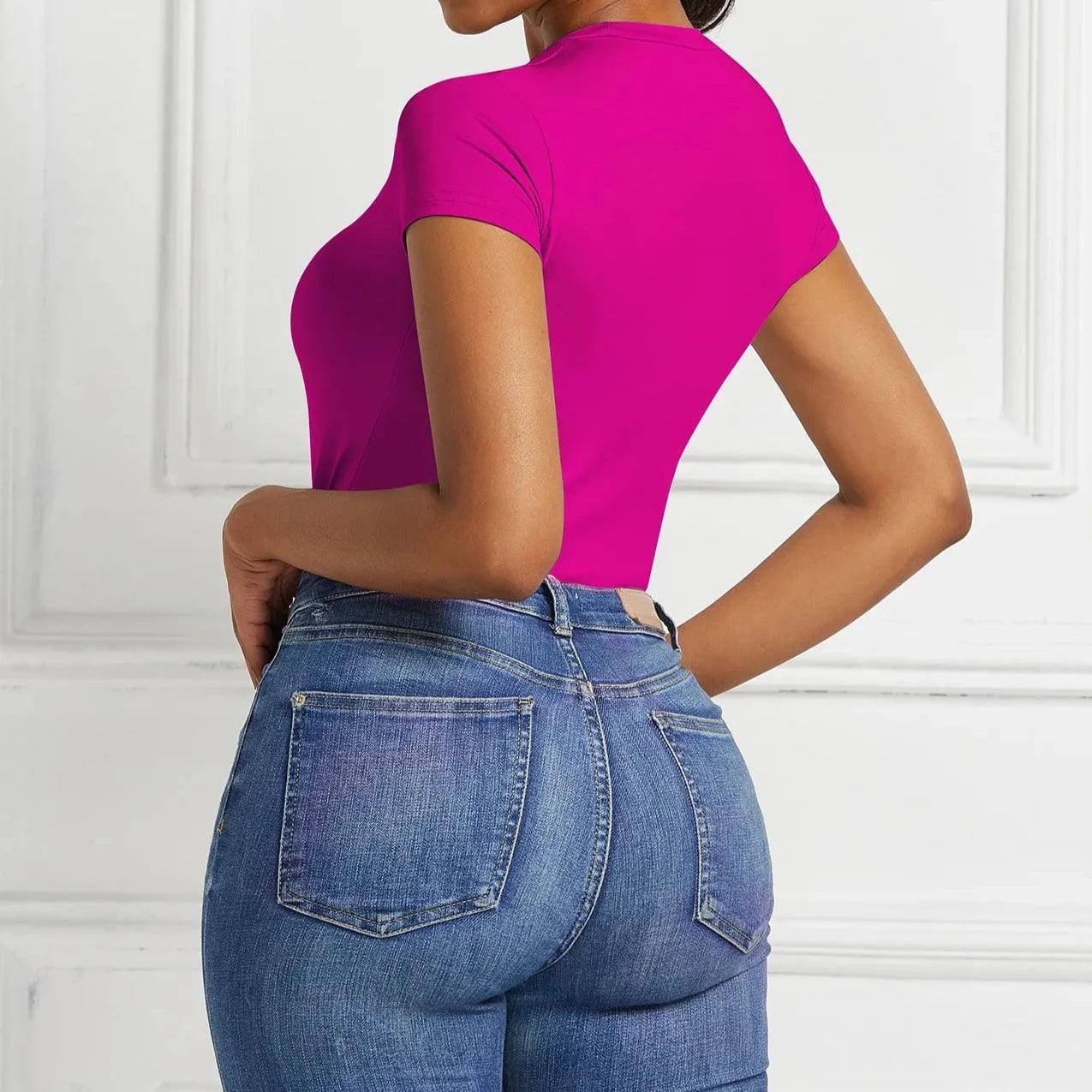 Różnokolorowe body klasyczne z krótkim rękawem