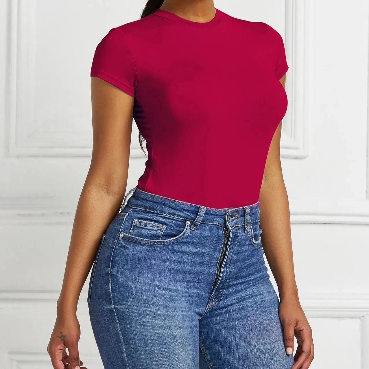 Różnokolorowe body klasyczne z krótkim rękawem