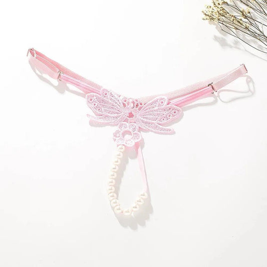 Różnokolorowe stringi ozdobne z perełkami