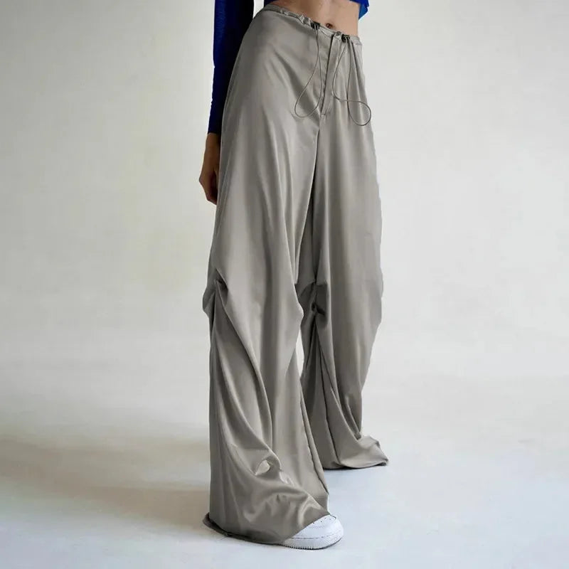 Satynowe damskie spodnie oversize