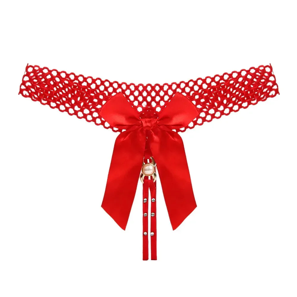 Seksowne stringi z kokardką