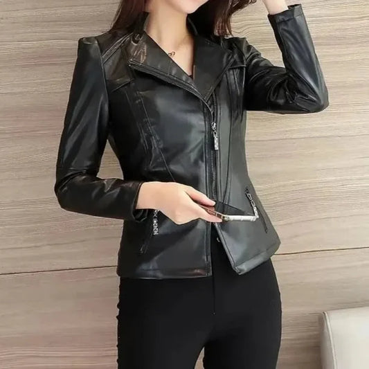 Skórzana kurtka damska typu slim fit - Zolaro.pl