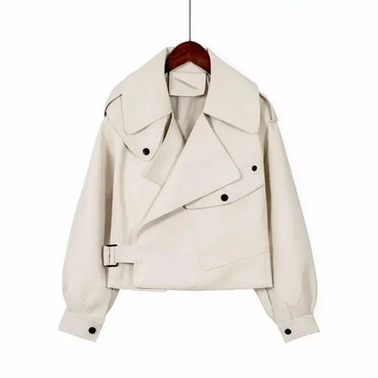 Skórzana kurtka damska z kieszonką po boku