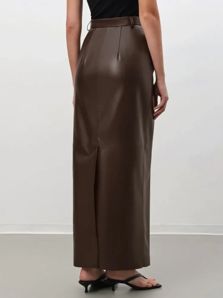 Skórzana spódnica maxi