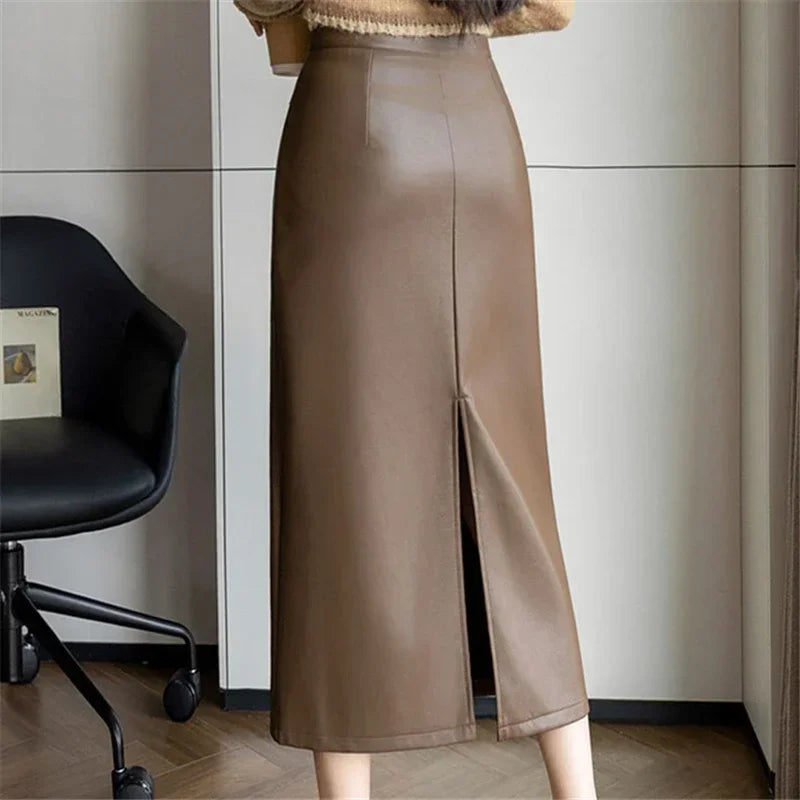 Skórzana spódnica maxi