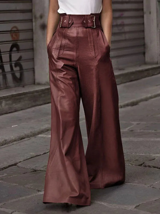 Skórzane spodnie w stylu oversize - Zolaro.pl