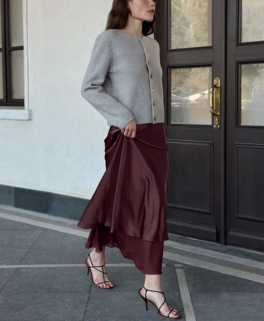 Spódnica midi satynowa