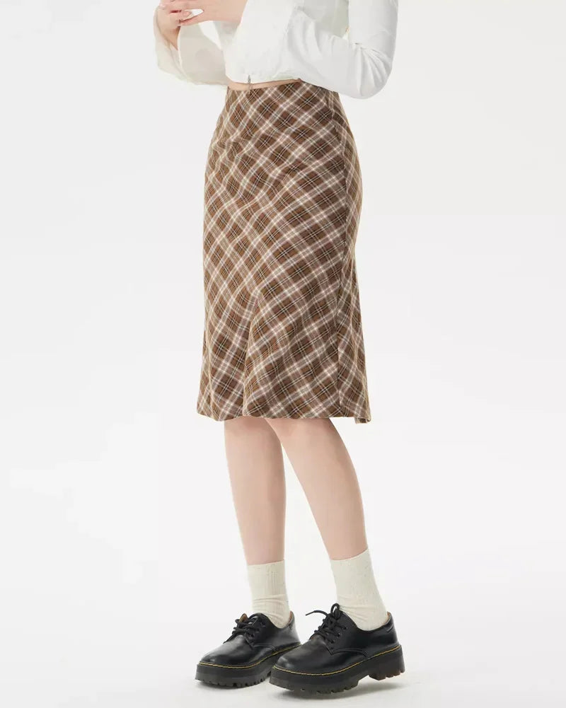 Spódnica midi w kratę