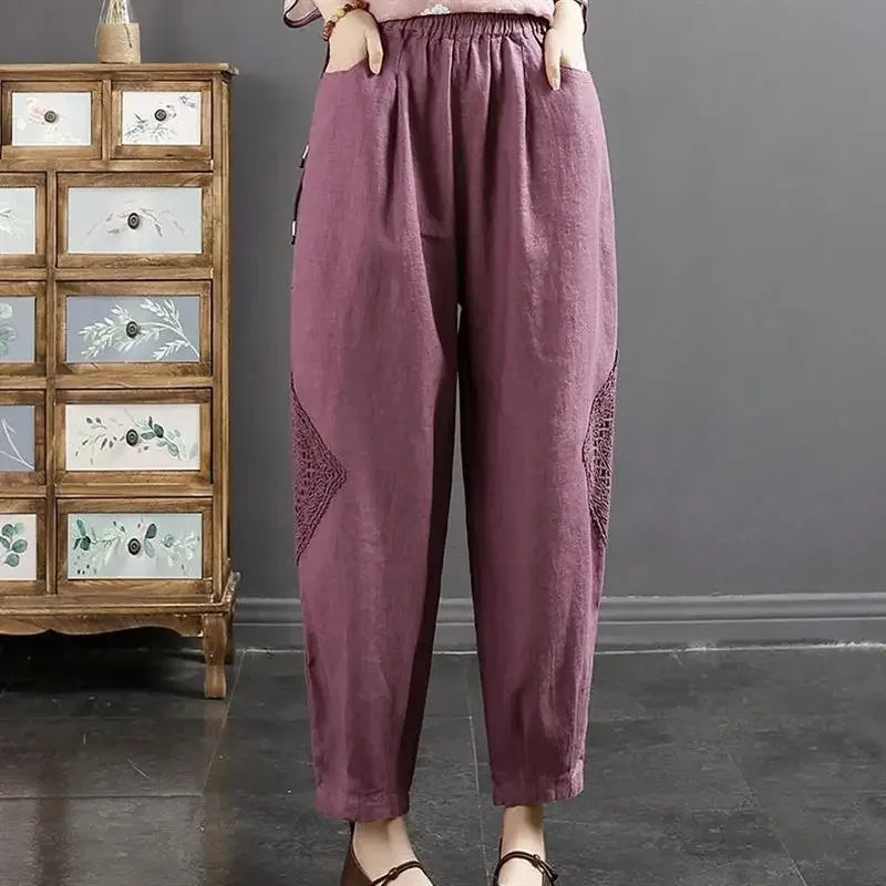 Spodnie materiałowe damskie w stylu boho