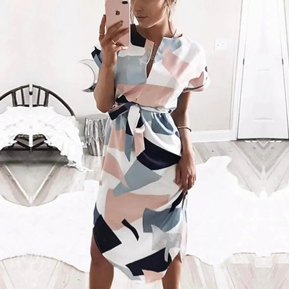 Sukienka midi we wzory