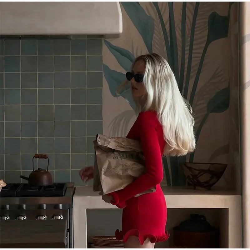 Sukienka mini z długim rękawem