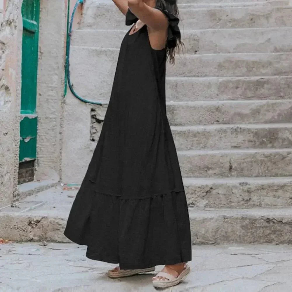 Sukienka z falbaną na ramiączkach