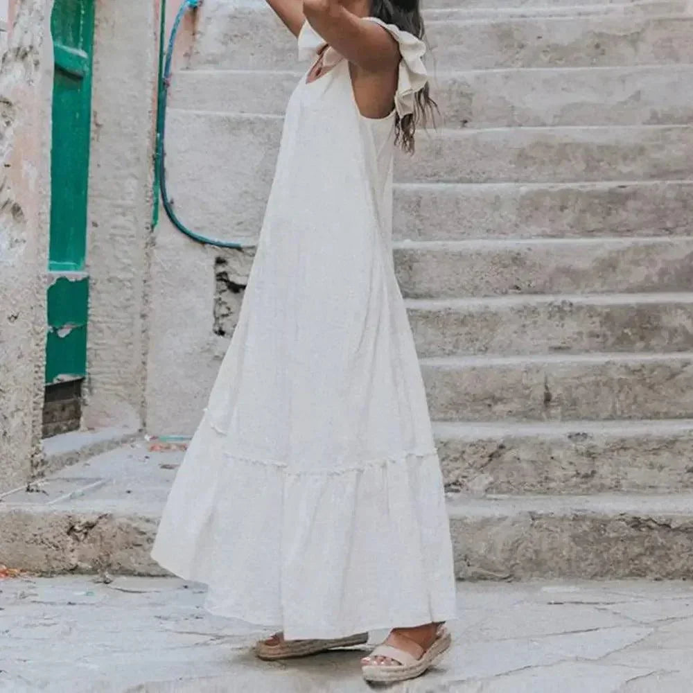 Sukienka z falbaną na ramiączkach