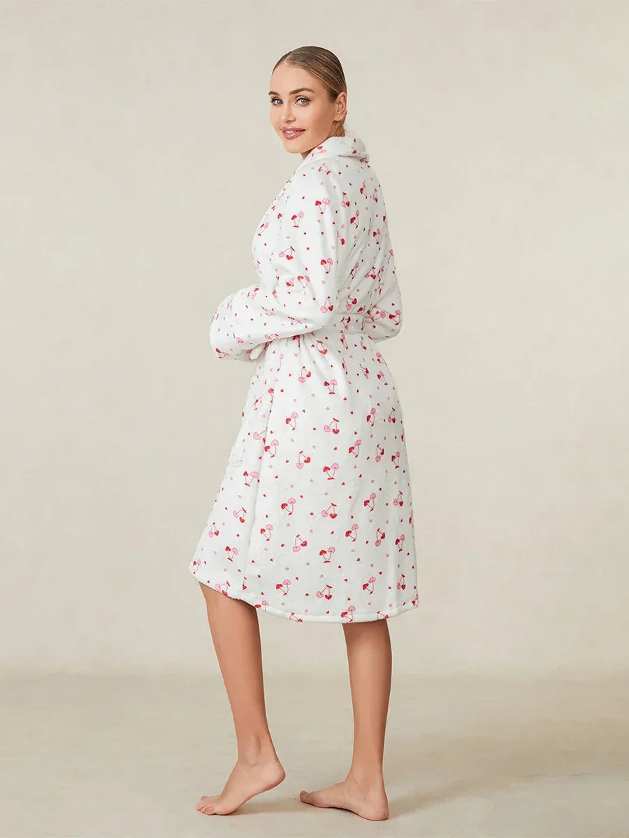 Szlafrok damski z motywem wiśni