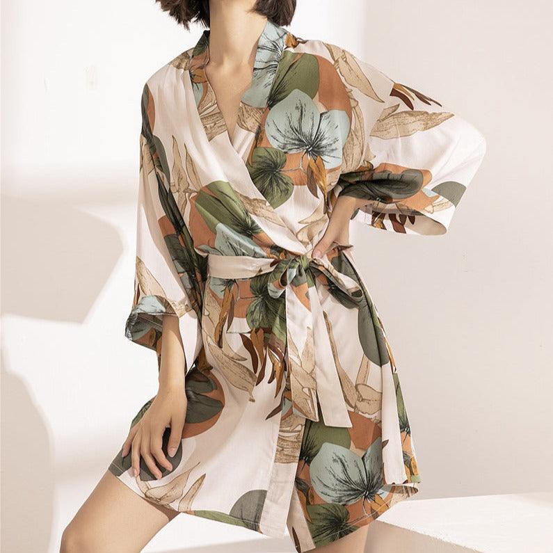 Szlafrok z motywem kwiatowym