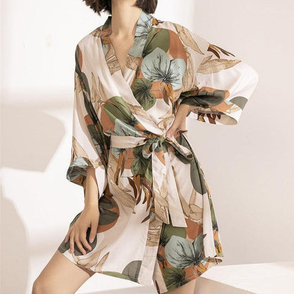 Szlafrok z motywem kwiatowym