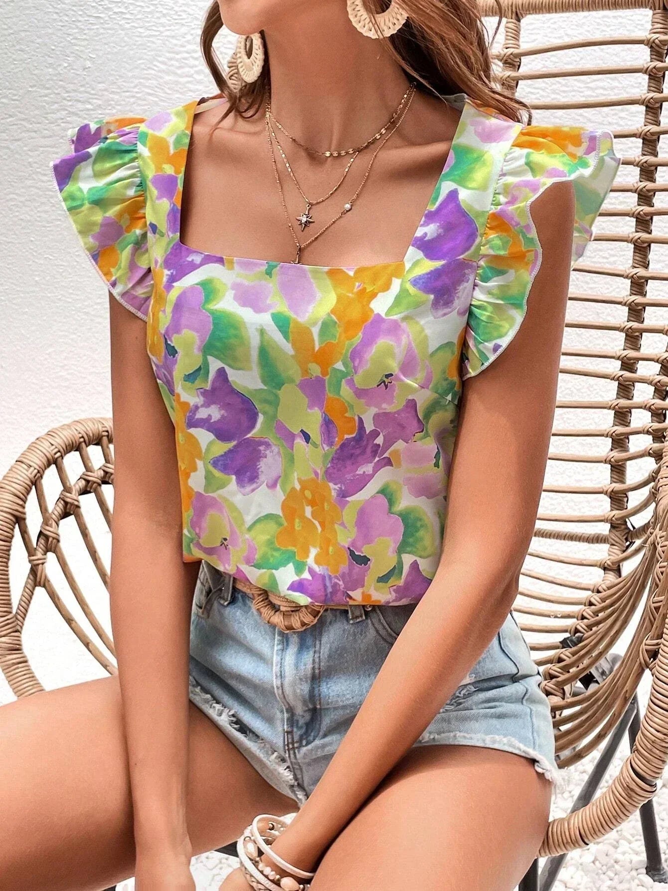 Top damski w kwiaty