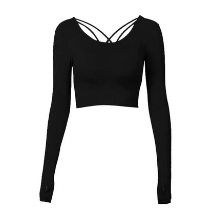 Top sportowy z długim rękawem i paskami na plecach