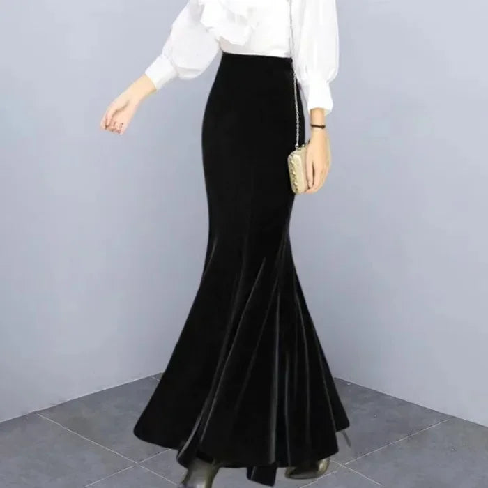 Welurowa ołówkowa spódnica maxi