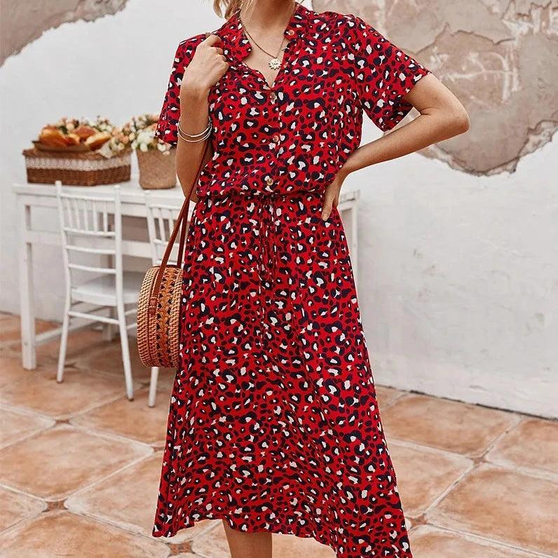 Wzorzysta sukienka midi