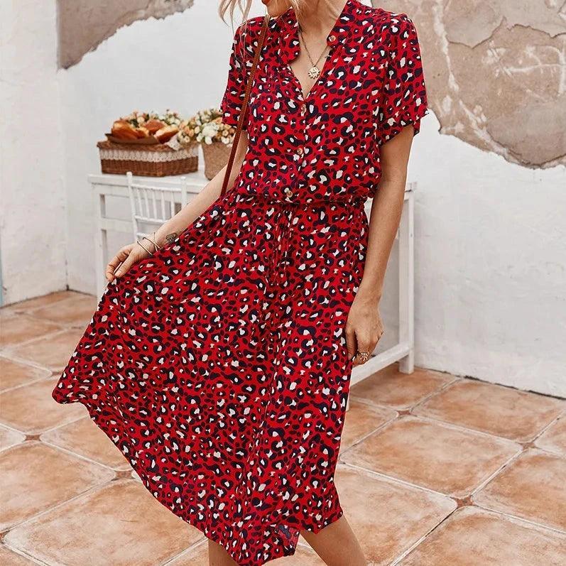 Wzorzysta sukienka midi