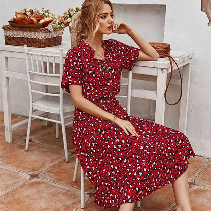 Wzorzysta sukienka midi