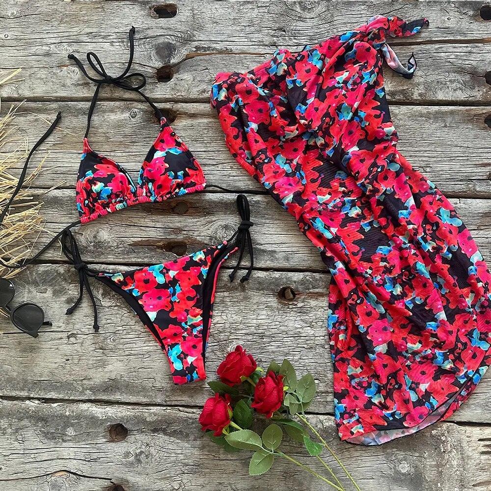 Zestaw plażowy bikini i chusta