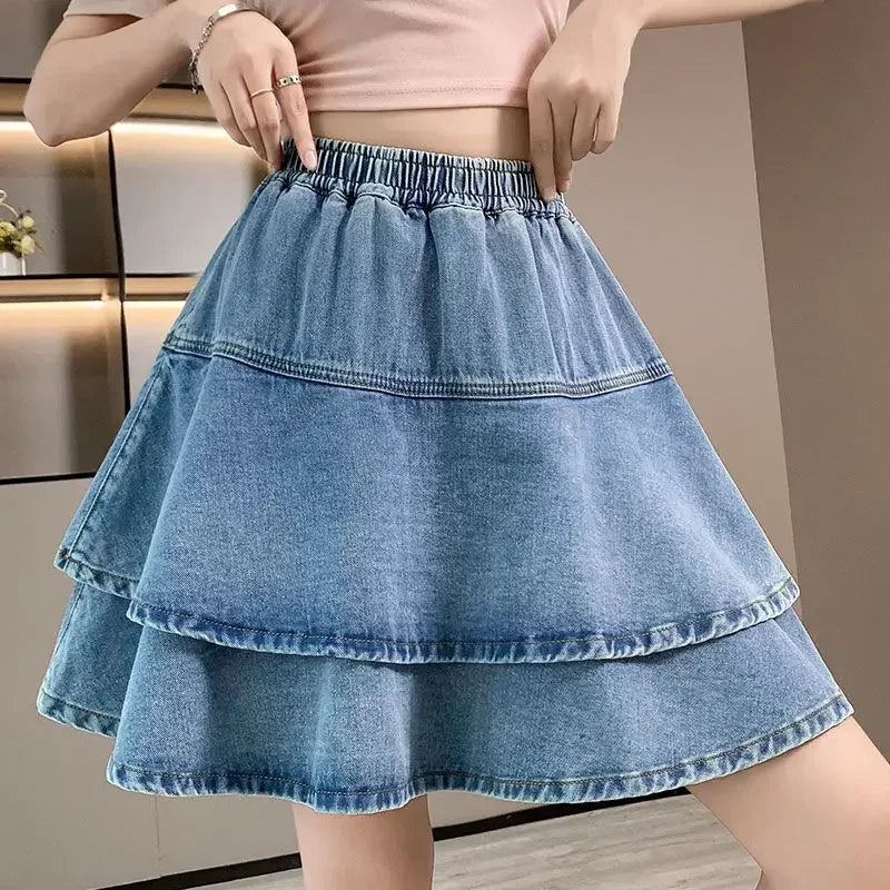 Zwiewna spódnica midi denim